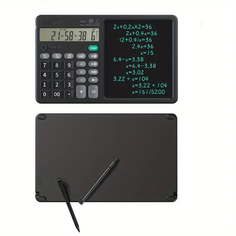 Calculatrice portable avec tablette d'écriture